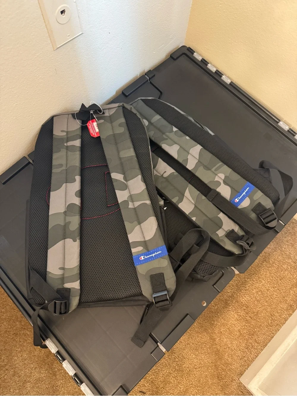 Champion Camouflage Logo Backpack in Black and Green